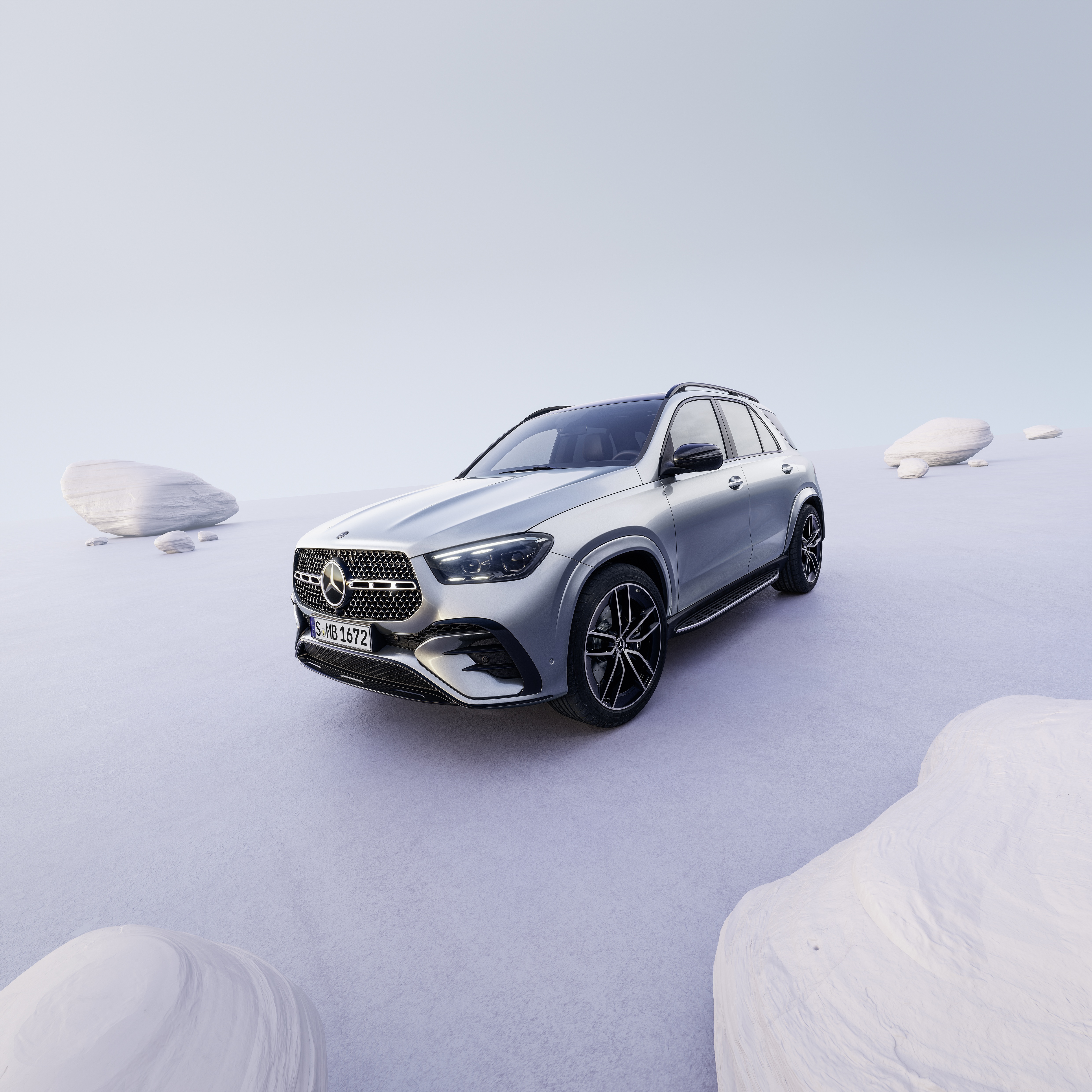 MERCEDES-BENZ GLE SUV 2024 - вид спереди для выбора лекал PPF автомобиля