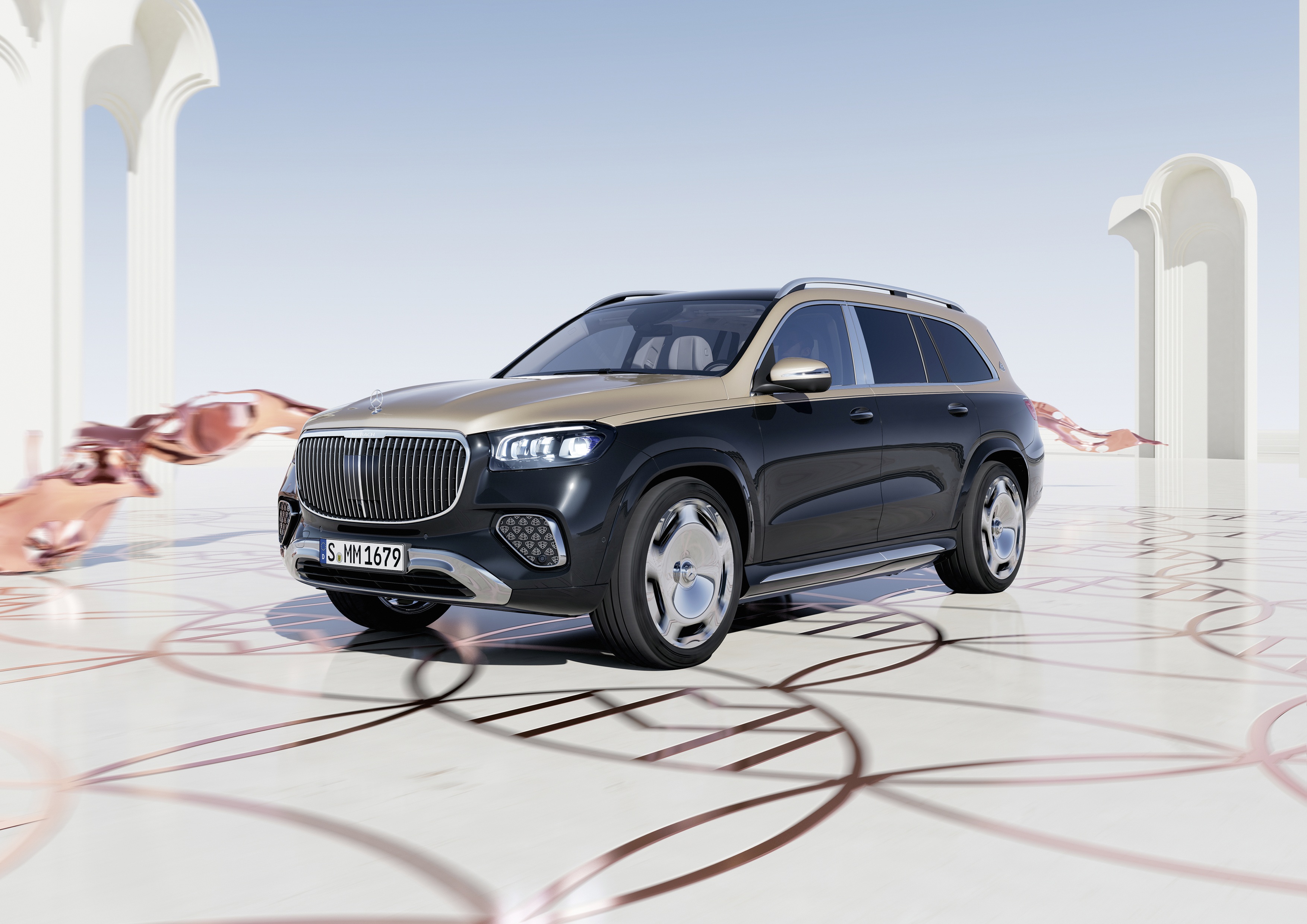 MERCEDES-BENZ Maybach GLS 2024 - вид спереди для выбора лекал PPF автомобиля