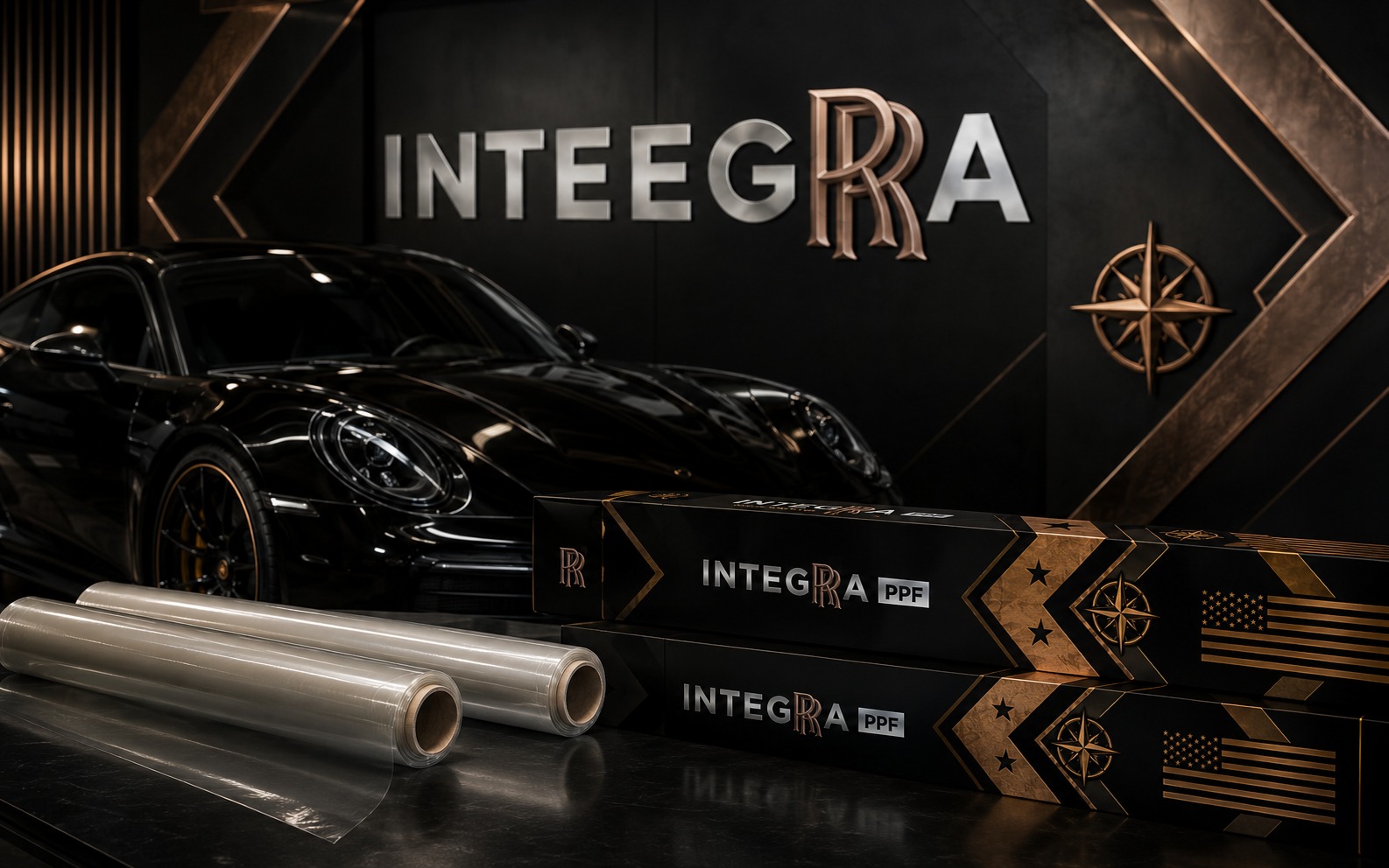 Рабочая зона студии для оклейки автомобиля полиуретановой плёнкой INTEGRA